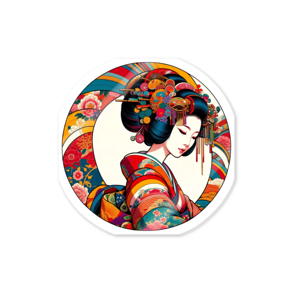 manyou-lab_Ukiyo-eの浮世絵 美人画 Ukiyoe beauty painting [UB-DL-SR002-0005] ステッカー