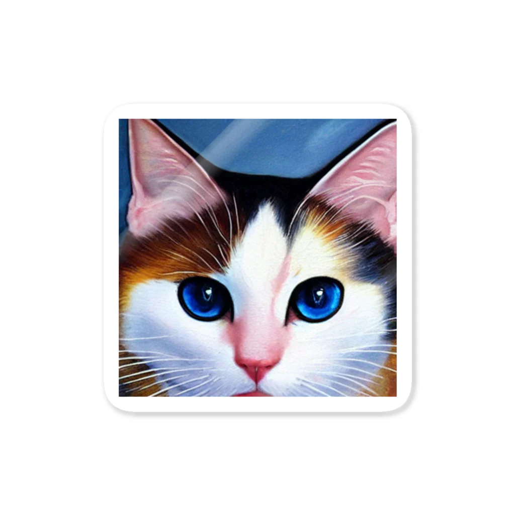 Chop Storeの青い瞳の猫 Sticker