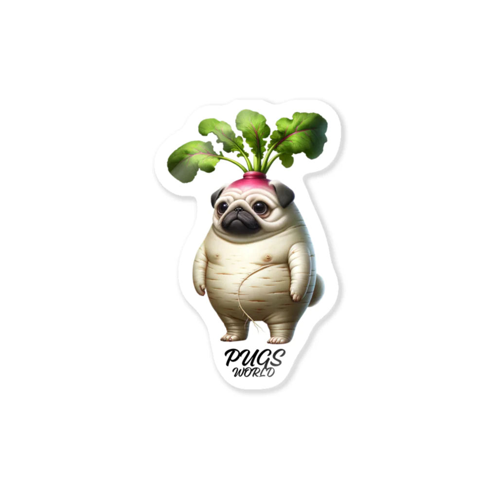 パグの世界のパグ×野菜シリーズ　パグっコン Sticker