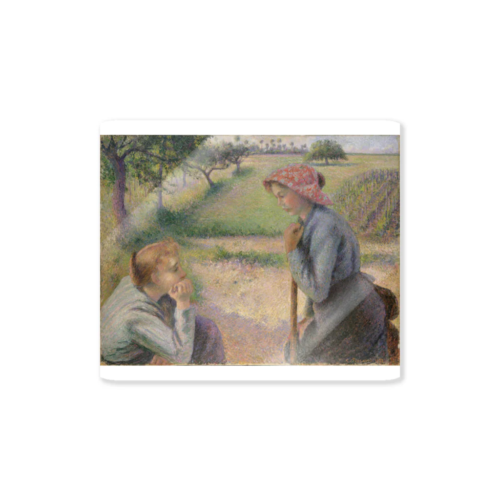 世界美術商店の2人の若い農夫 / Two Young Peasant Women Sticker