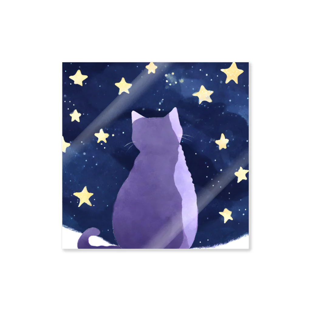 Shironekokuuの星空を眺めるねこ Sticker