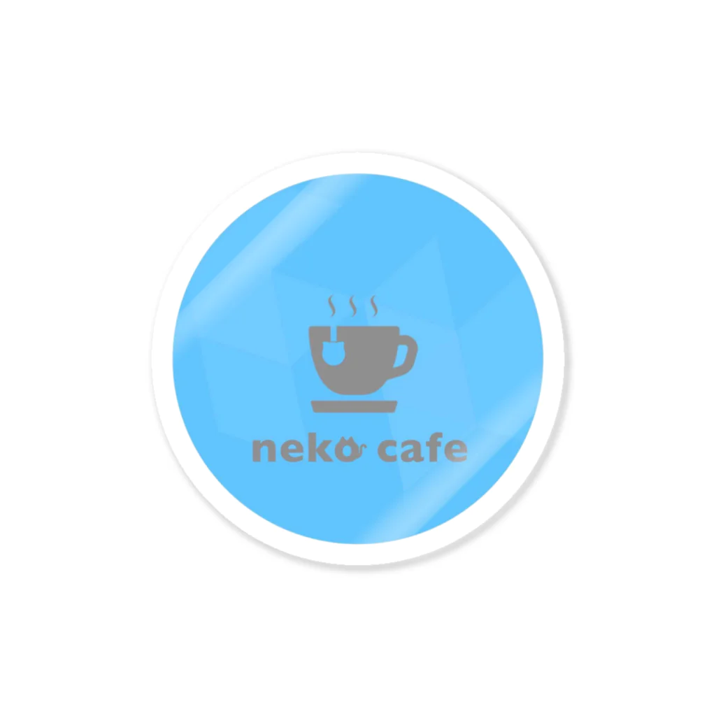 川上牧場のneko cafe（ブルー）デザインイラスト Sticker