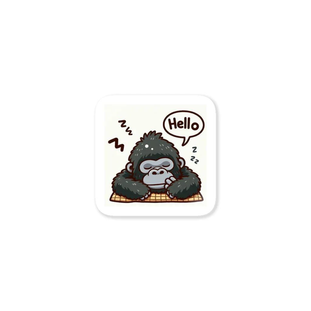 「ワンダーワールド」のゴリラは眠たくても夢中で起きている！ Sticker