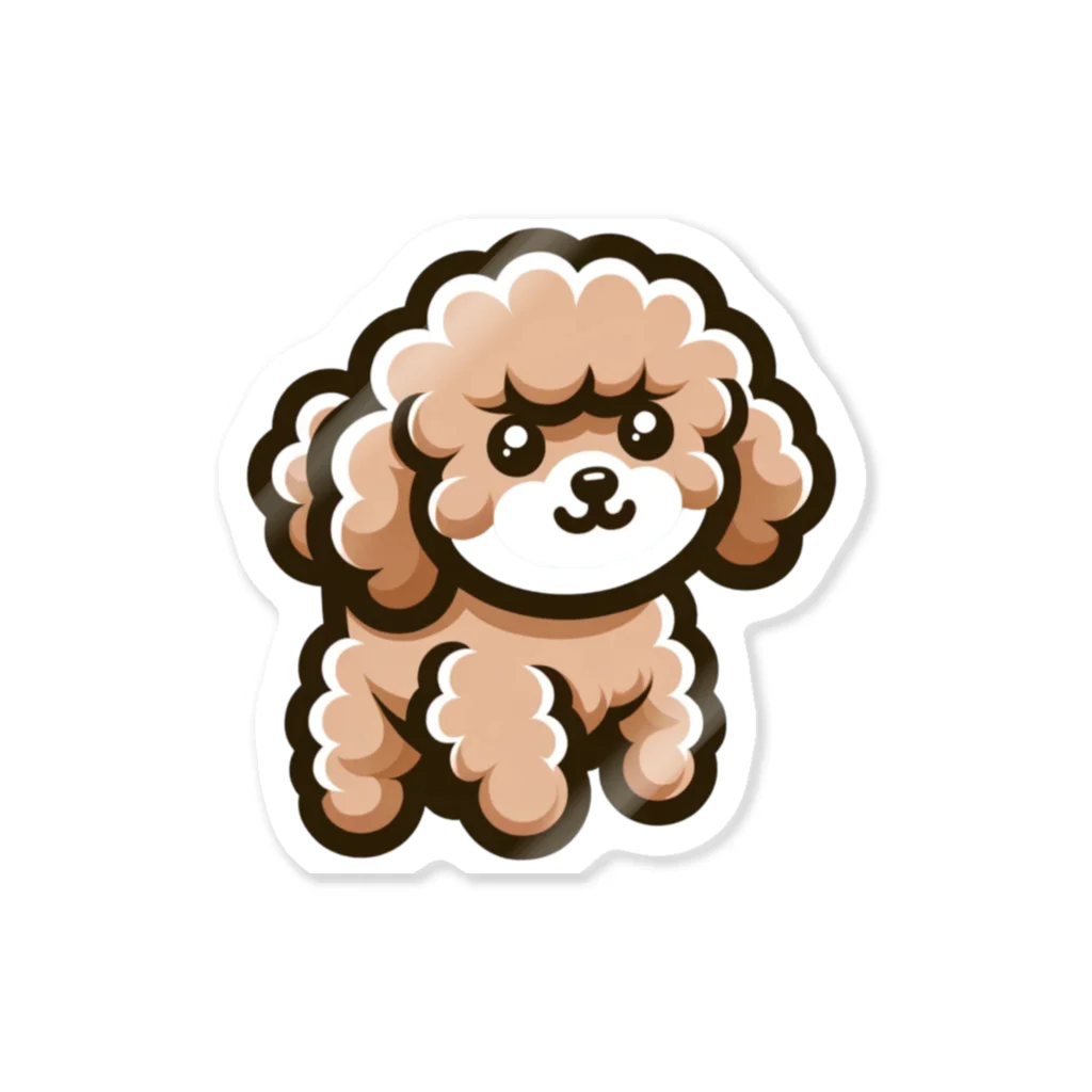 WANnyanDesign 犬猫イラストレーターのトイプードル（口元白） Sticker