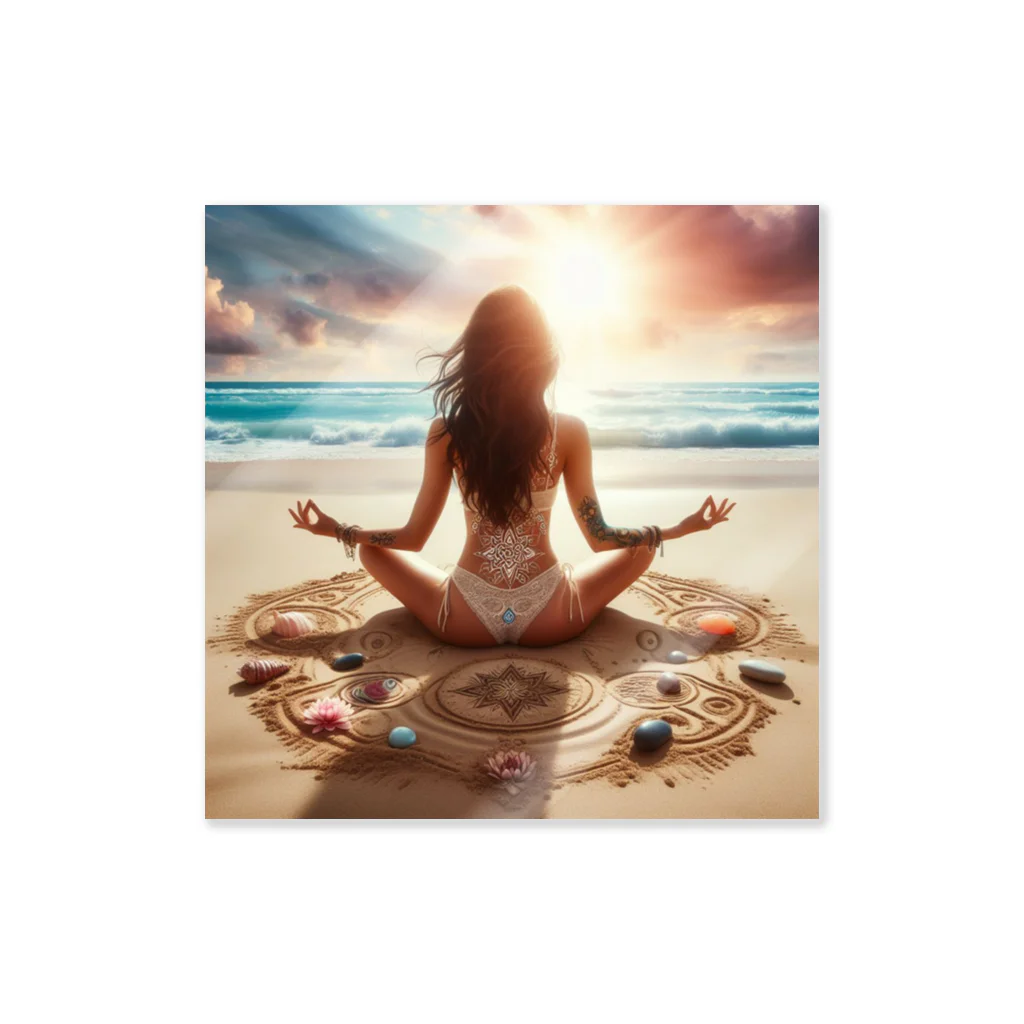 chakra-studioのMeditation on the Beach type1 ステッカー