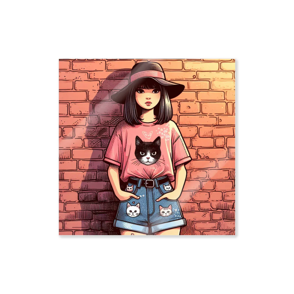 SaltyCookie Design Worksの猫好きの女の子のファッション(5) Sticker