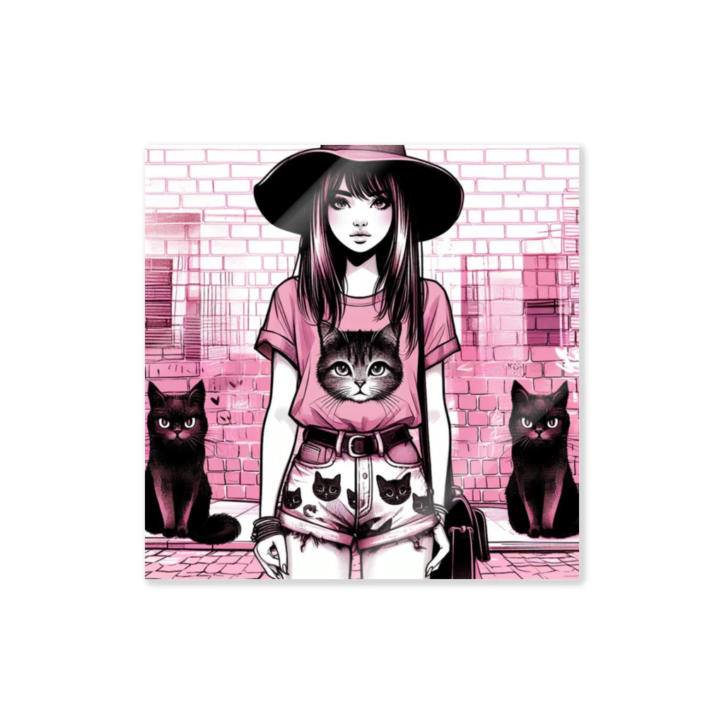 SaltyCookie Design Worksの猫好きの女の子のファッション(10) Sticker