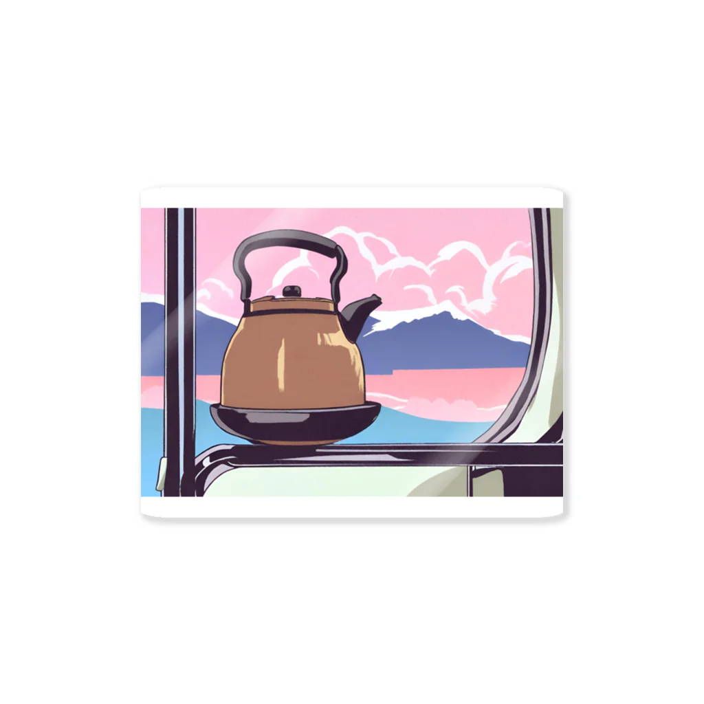SORATOBI_YAKANの車窓とヤカン Sticker