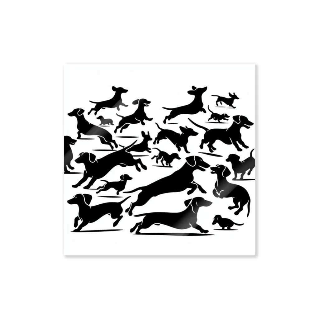 dogfulのミニチュアダックスフンドの運動会 Sticker