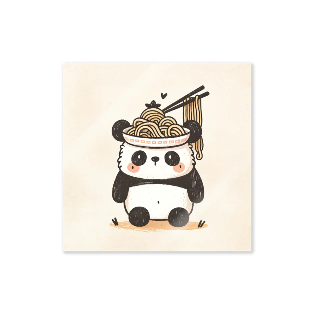 もぐふわアニマルズのふわふわパンダのラーメンワンダーランド Sticker