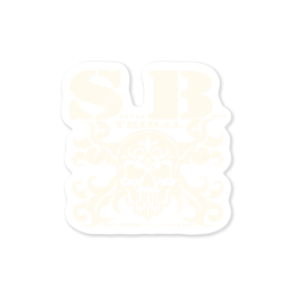 Ａ’ｚｗｏｒｋＳのSKULL&BONE TRIBAL WHT Sticker