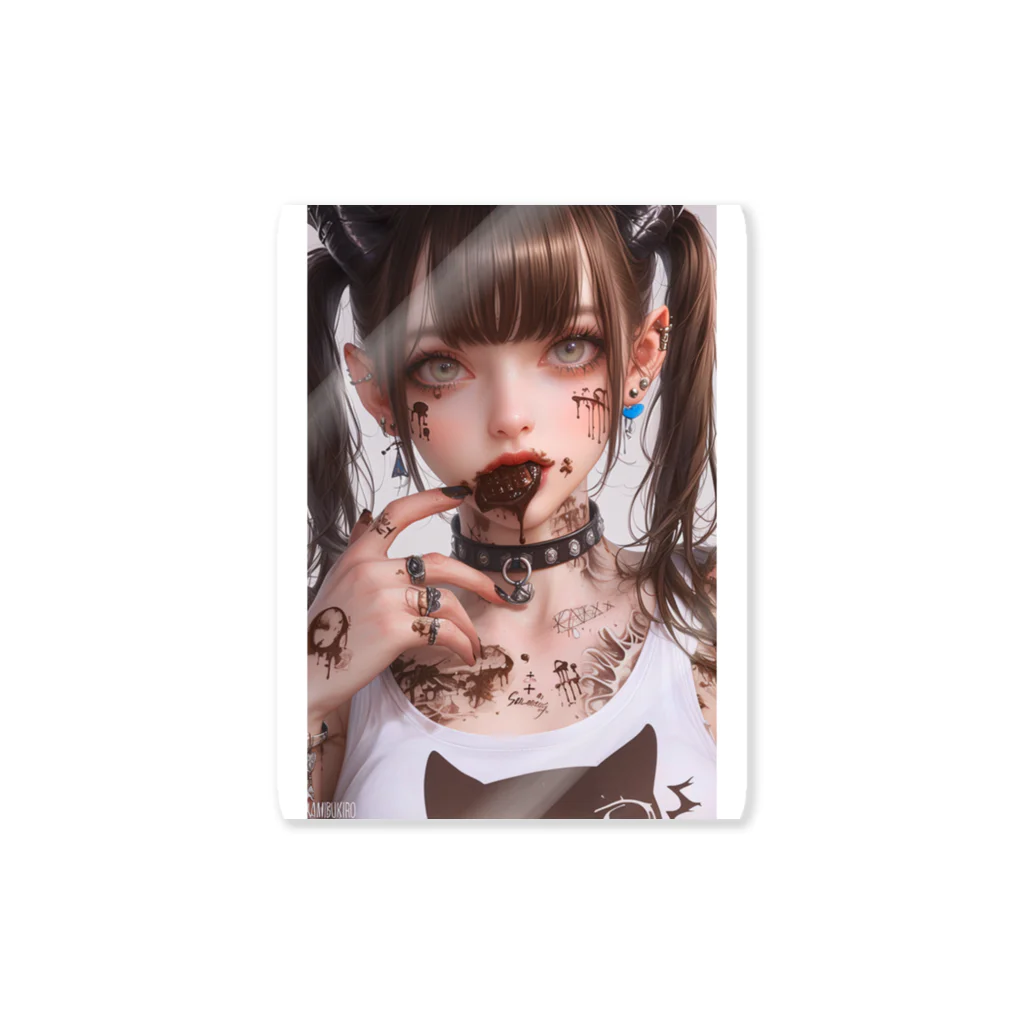 KAMIBUKROのチョコを食べるメイド美女 Sticker