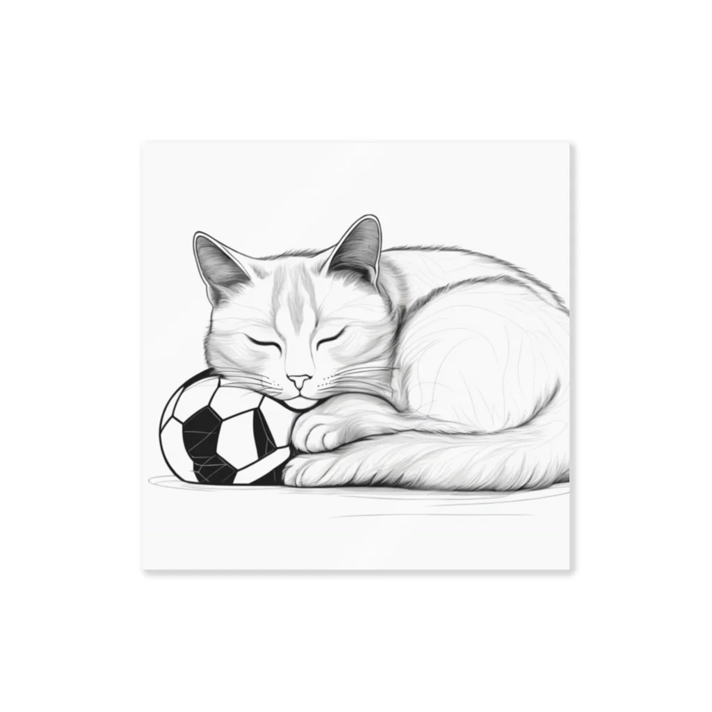 どうぶつやのサッカーボールと猫 Sticker