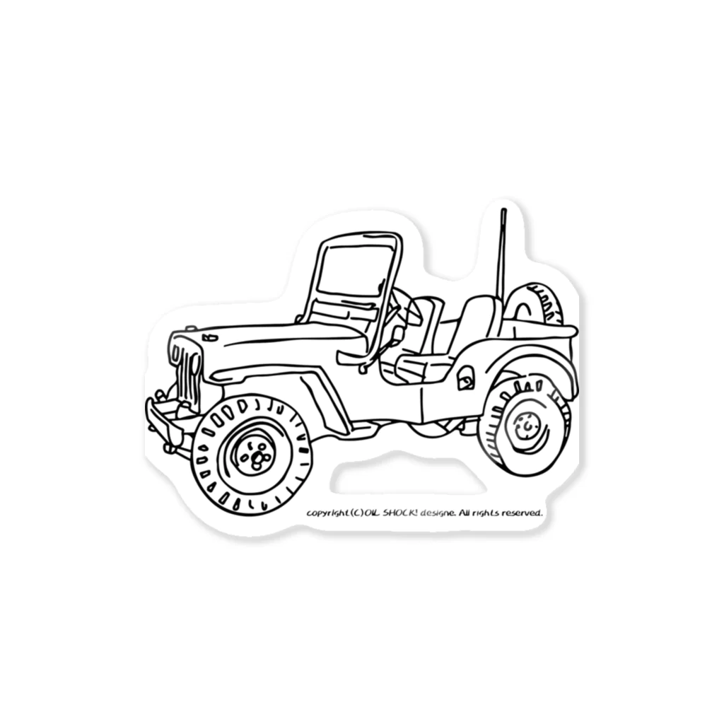 ファンシーTシャツ屋のJeep イラスト ライン画 ステッカー