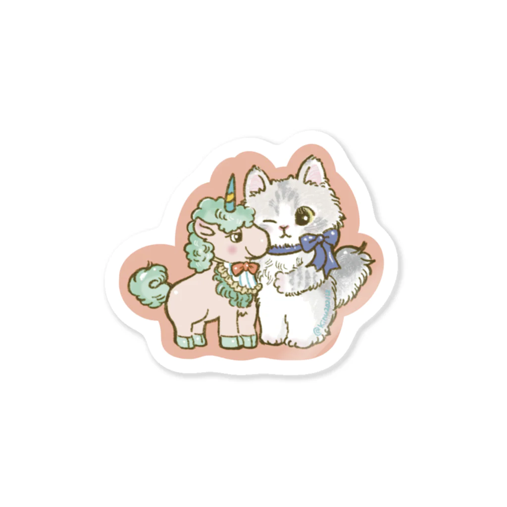 猫のきぬくんのお店のドレミちゃんとユニコーン Sticker