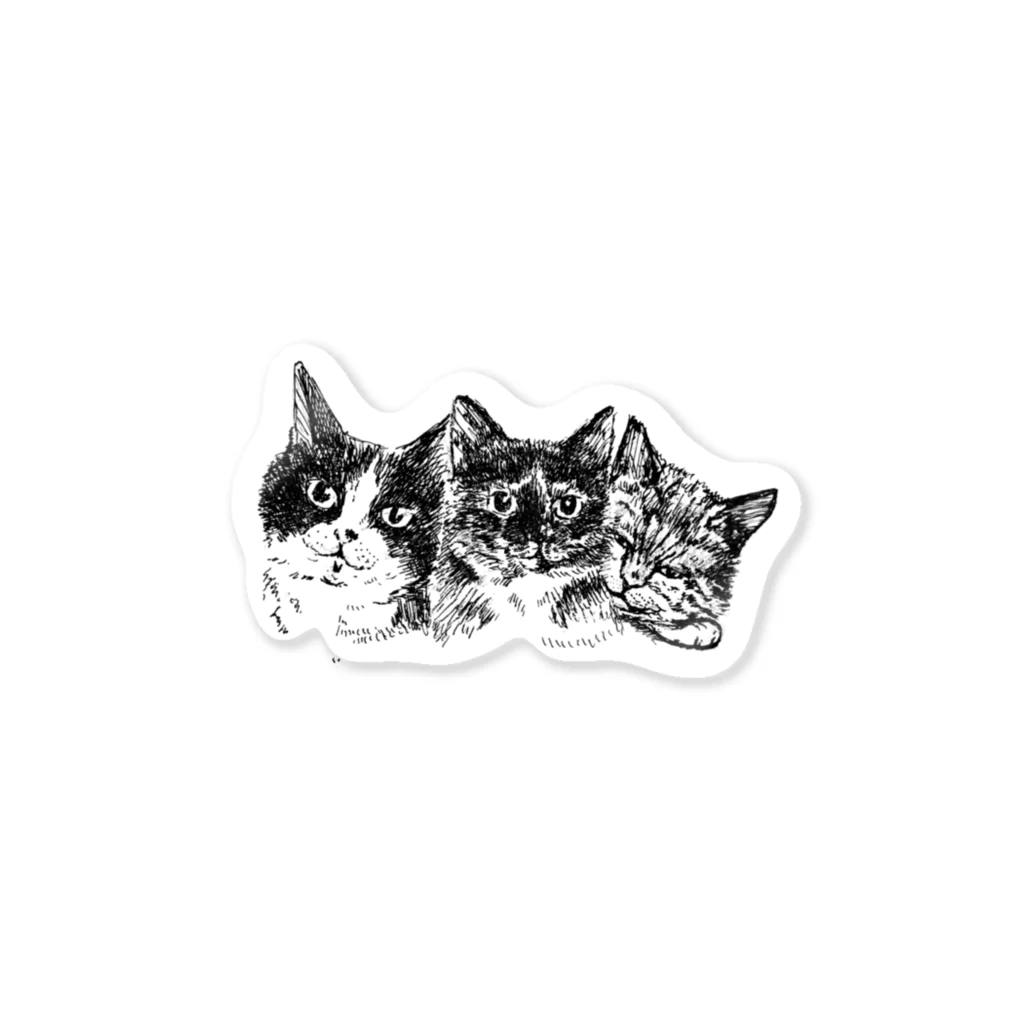 サビネコよもぎの仲良し３匹 Sticker