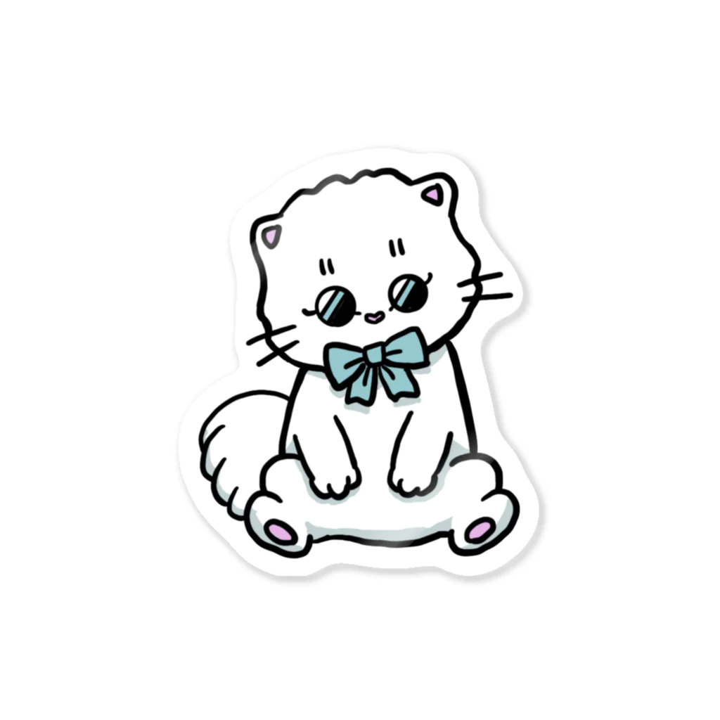 お砂糖と白い猫　creamy catのおすわりメルちゃん Sticker