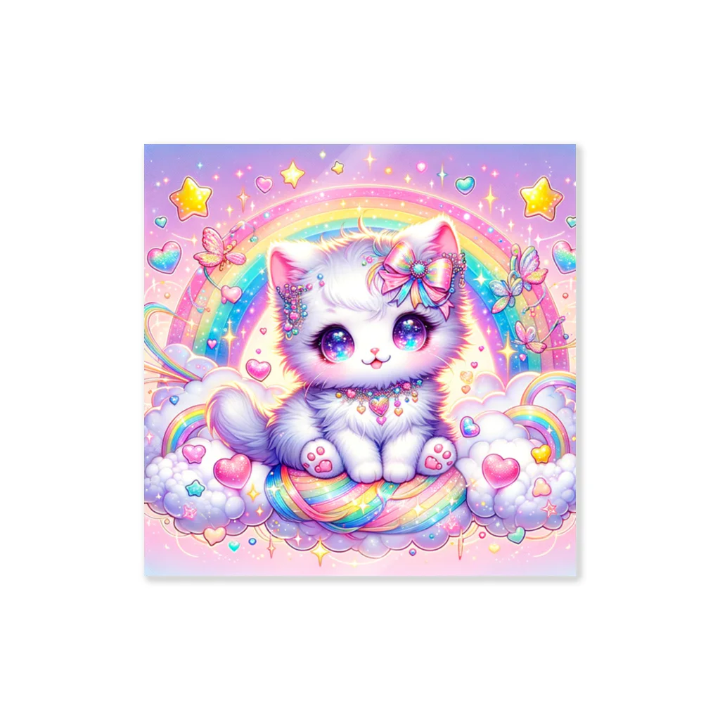 黒猫のluna　SUZURI支店のゆめかわ白にゃんこ(AI) Sticker