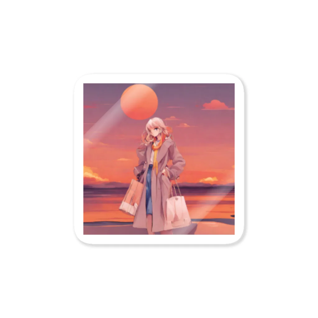 hi__romaの夕日に似合う女性 Sticker