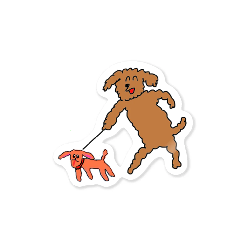 子供の言い訳の犬と犬おさんぽ Sticker