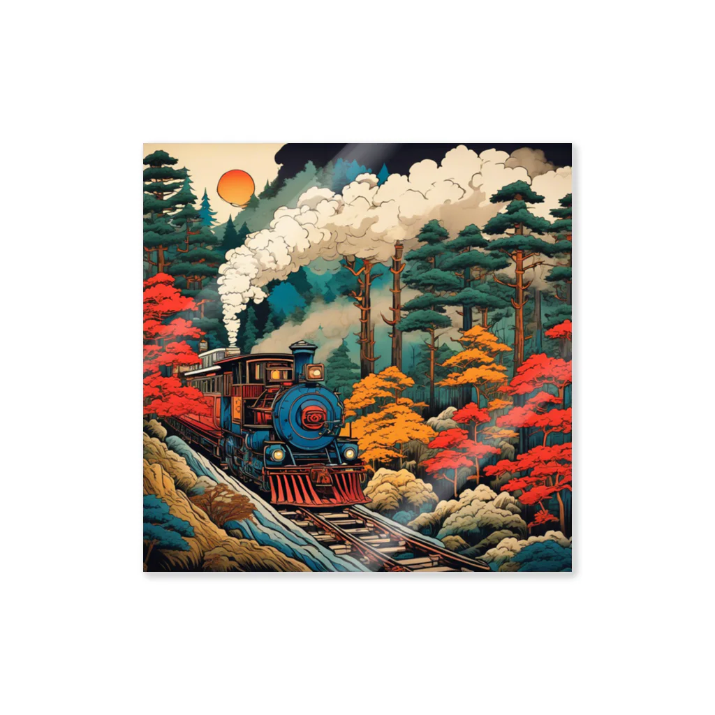 日本の風景 COOL JAPANの日本の風景:SL 蒸気機関車、Japanese senery:SL Steam locomotive Sticker