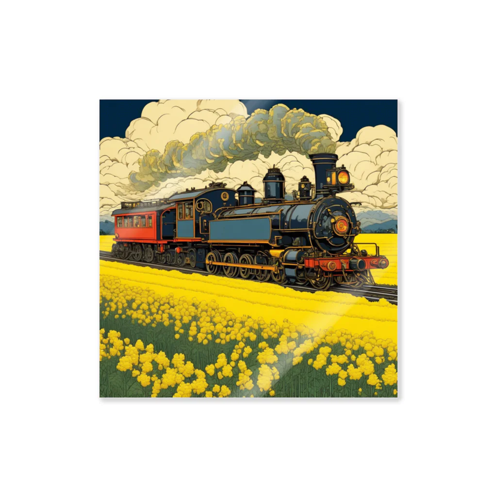 日本の風景 COOL JAPANの日本の風景:SL 蒸気機関車、Japanese senery:SL Steam locomotive Sticker