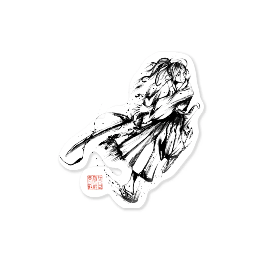 chicodeza by suzuriの墨絵の侍 Sticker