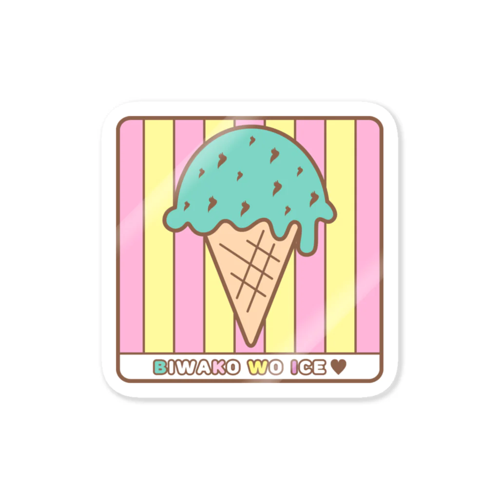 So湖いらの「BIWAKO WO ICE♥」ステッカー Sticker