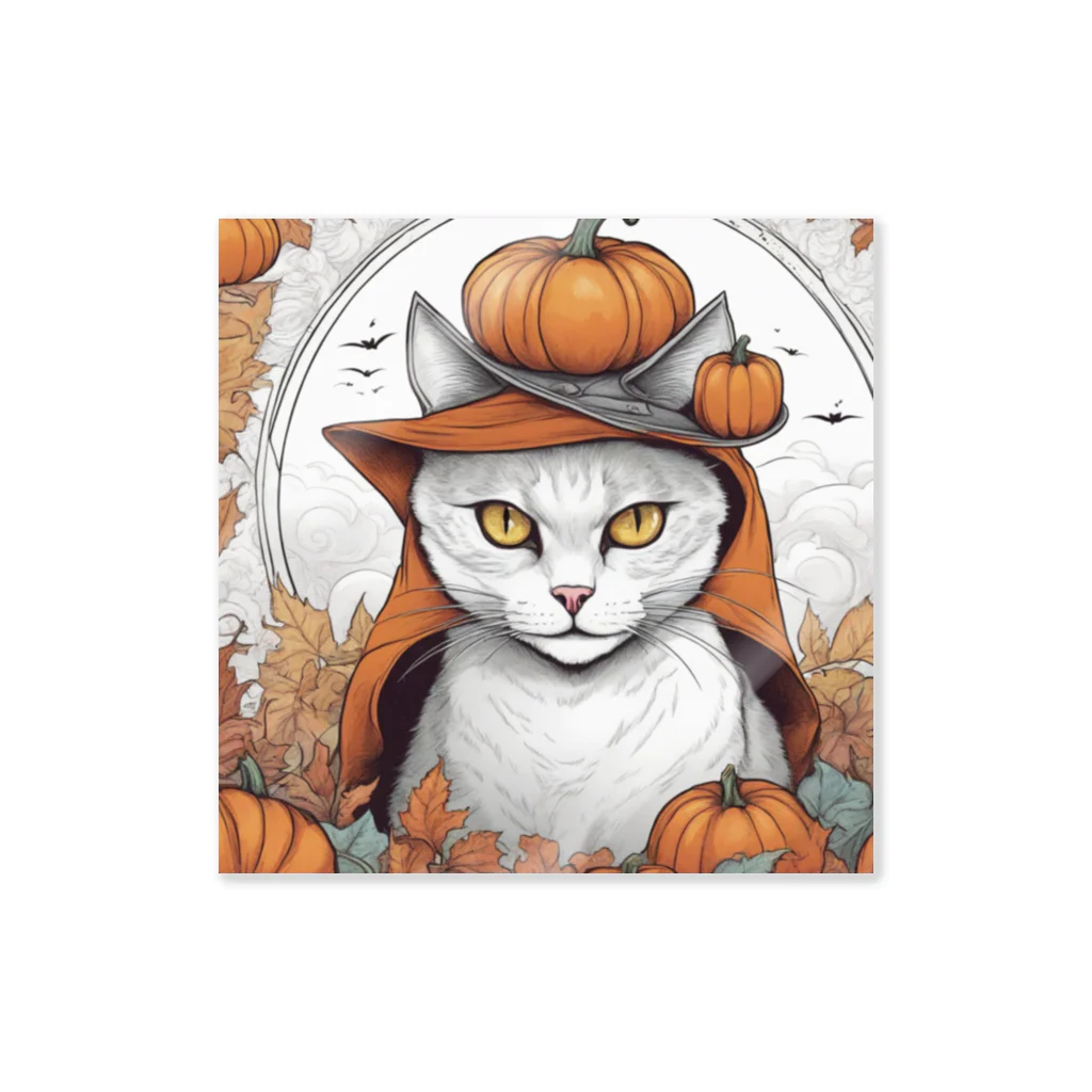 F2 Cat Design Shopのpumpkin cat 001 ステッカー