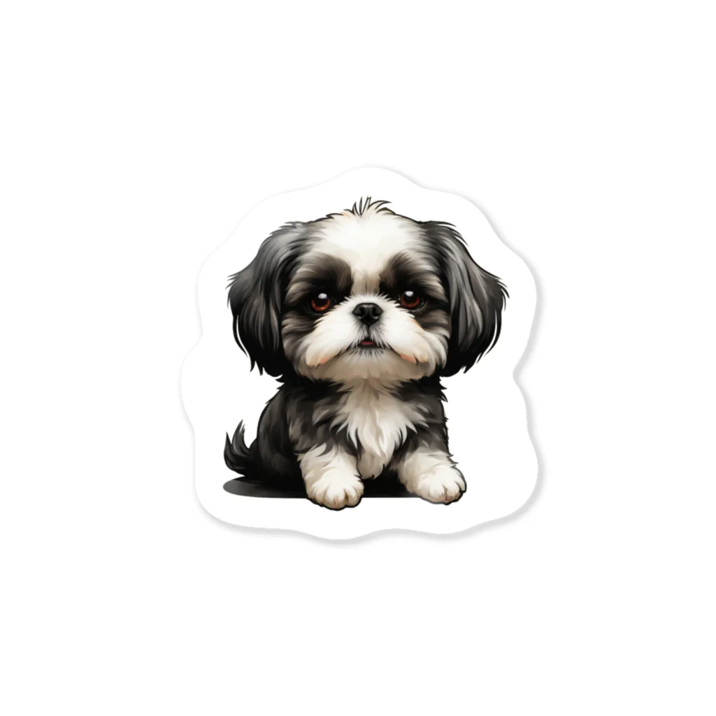 Shih Tzu Fanのシーズー（黒／白） Sticker