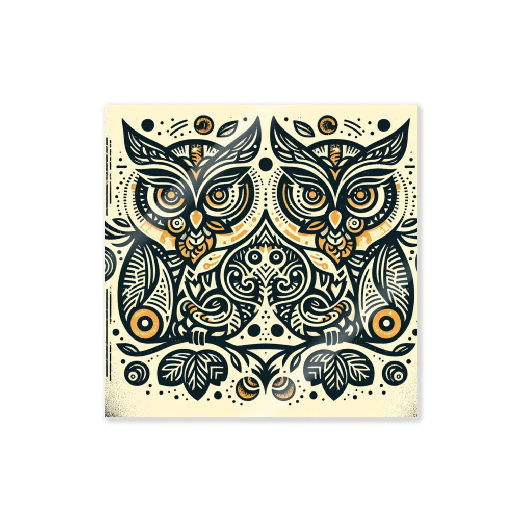 kotpopのSymmetrical Owls Sticker