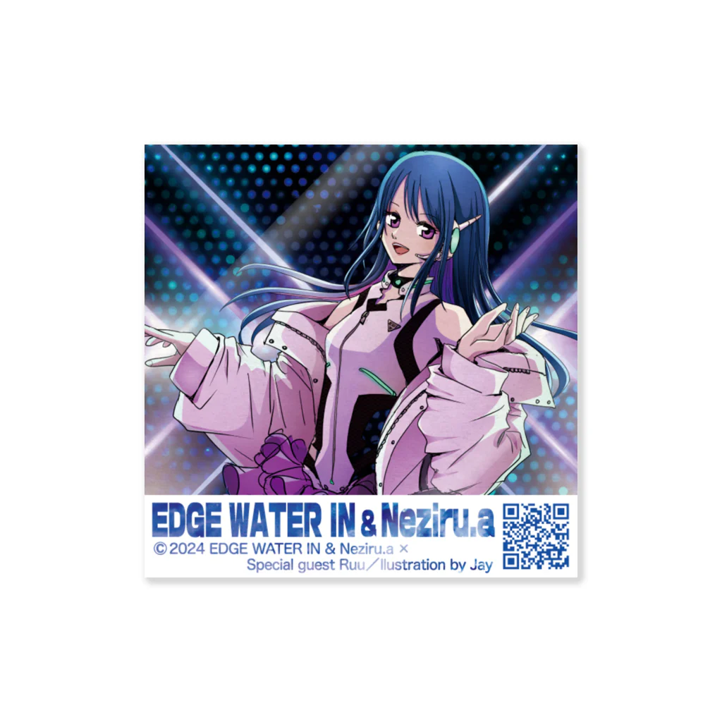 EDGE WATER IN officialのEDGE WATER IN & ねじる.a QRコード付きステッカー A ステッカー