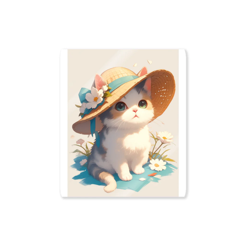 AQUAMETAVERSEの帽子をかぶった可愛い子猫 Marsa 106 Sticker