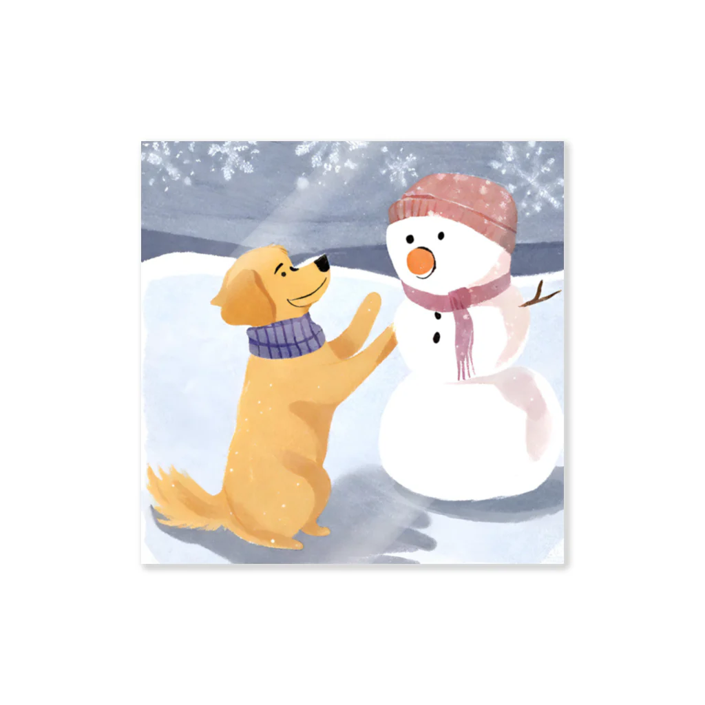 unpu-の雪だるまと犬 Sticker