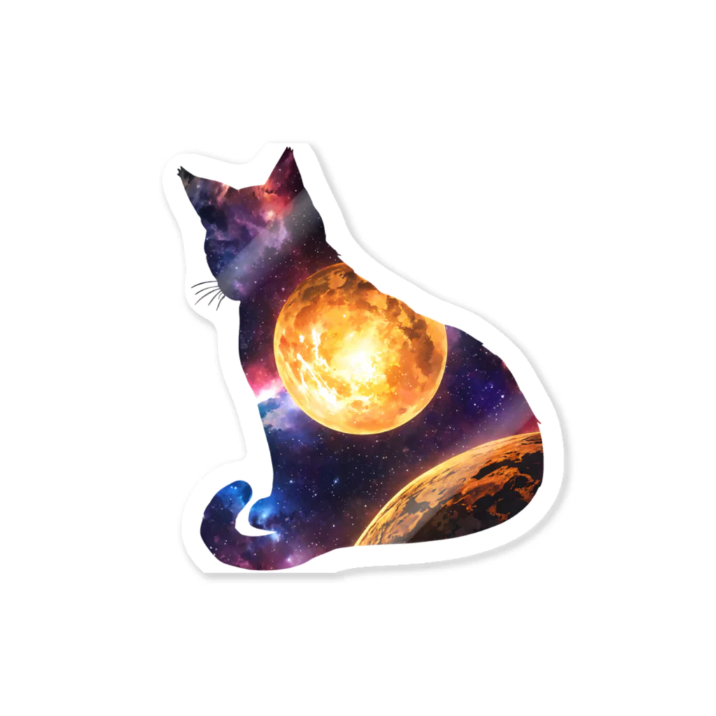 猫との風景の宇宙と猫002 Sticker