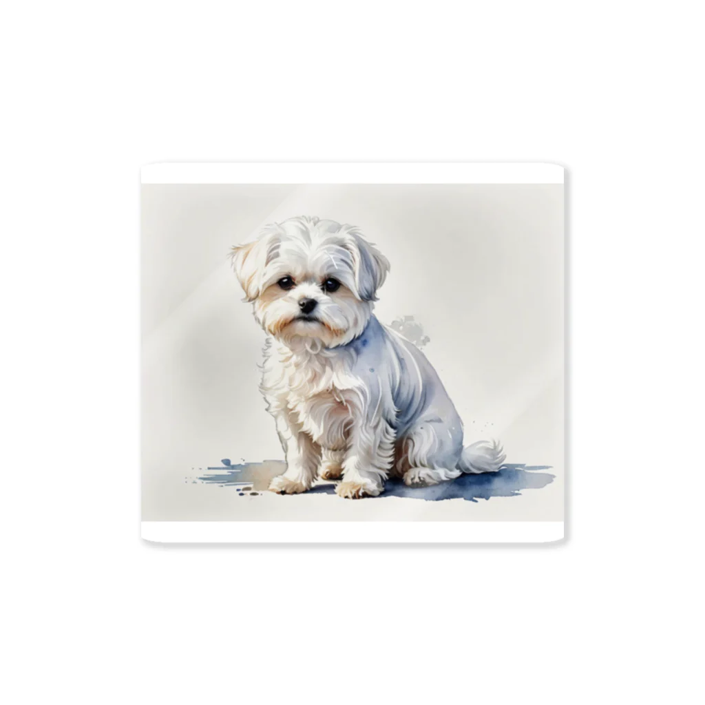 Animal Illustration shopのマルチーズ　Maltese　水彩画風 ステッカー