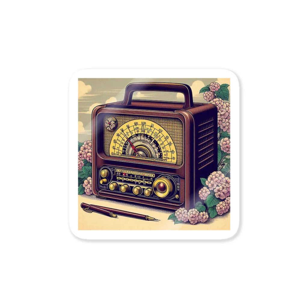 日本の風景 COOL JAPANの日本の風景:昔のラジオ、Japanese scenery:old radio ステッカー