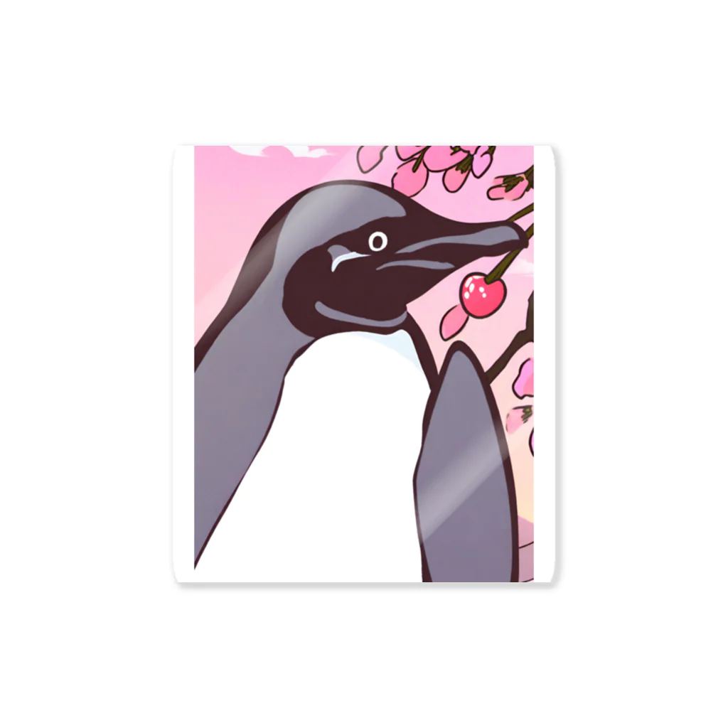 suke-maruruのペンギンと桜の木 Sticker