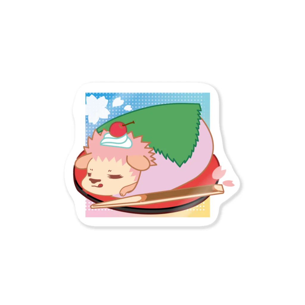 さちあきのおみせの季節のさくら餅ハリネズミ Sticker