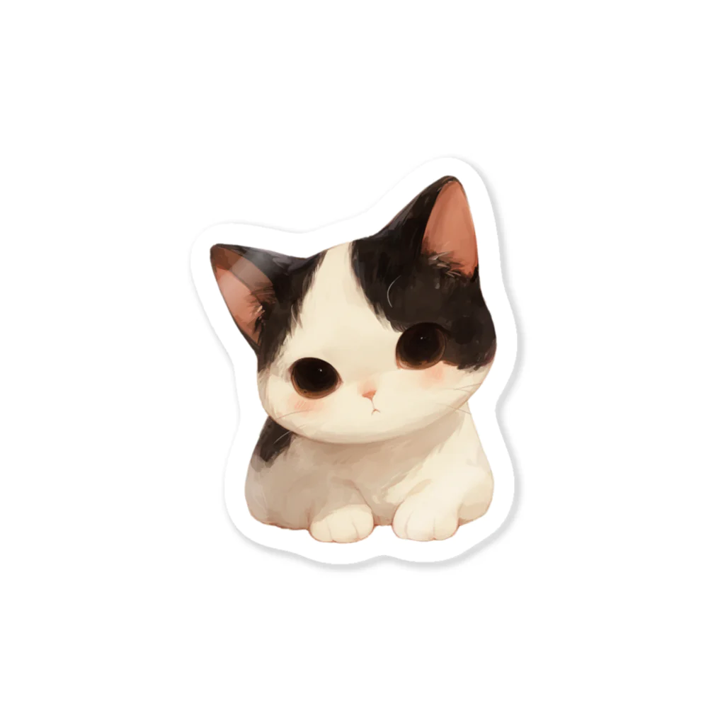 Cute Animalsのモノクロ猫 Sticker