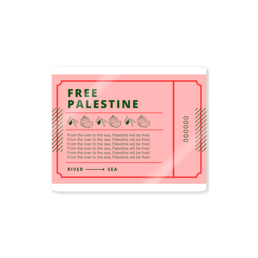 Tokyo feminist galのFREE PALESTINE ticket pink ステッカー