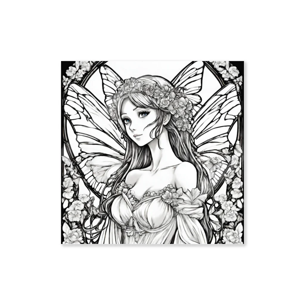 かるるんショップの妖精の花嫁シリーズ　モノトーン　バストアップ Sticker