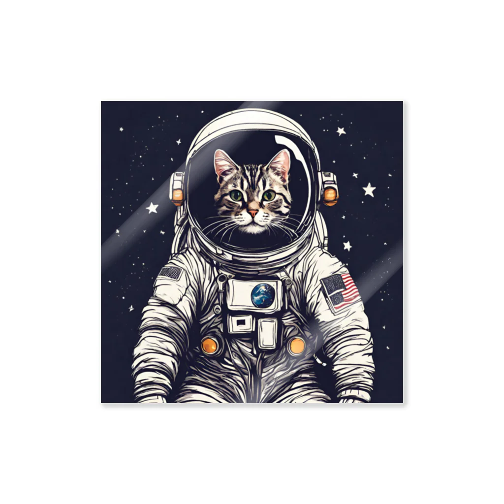 雑貨屋猫布団の猫の宇宙飛行士 Sticker