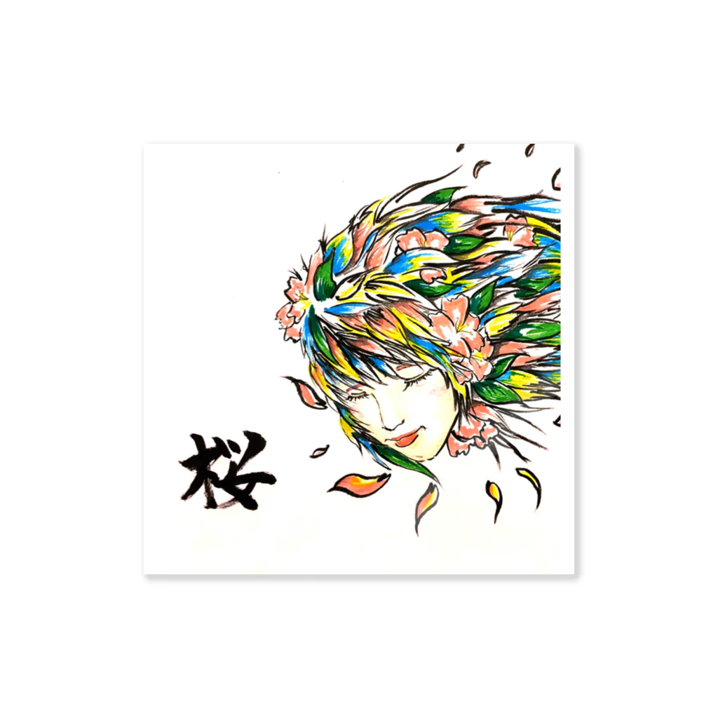 華羅諏(カラス)の華風 桜 ステッカー Sticker