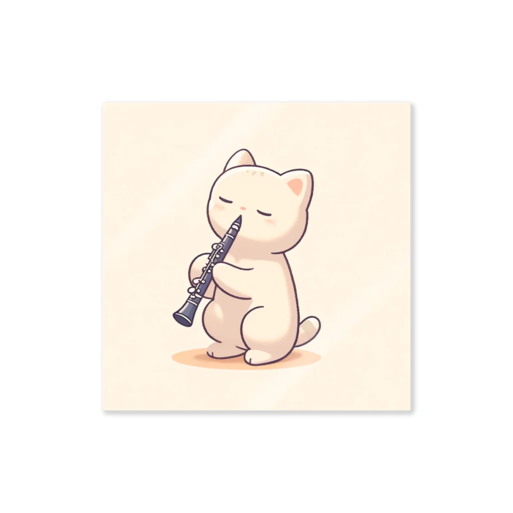 makoto401のクラリネットを吹く猫ちゃん ステッカー