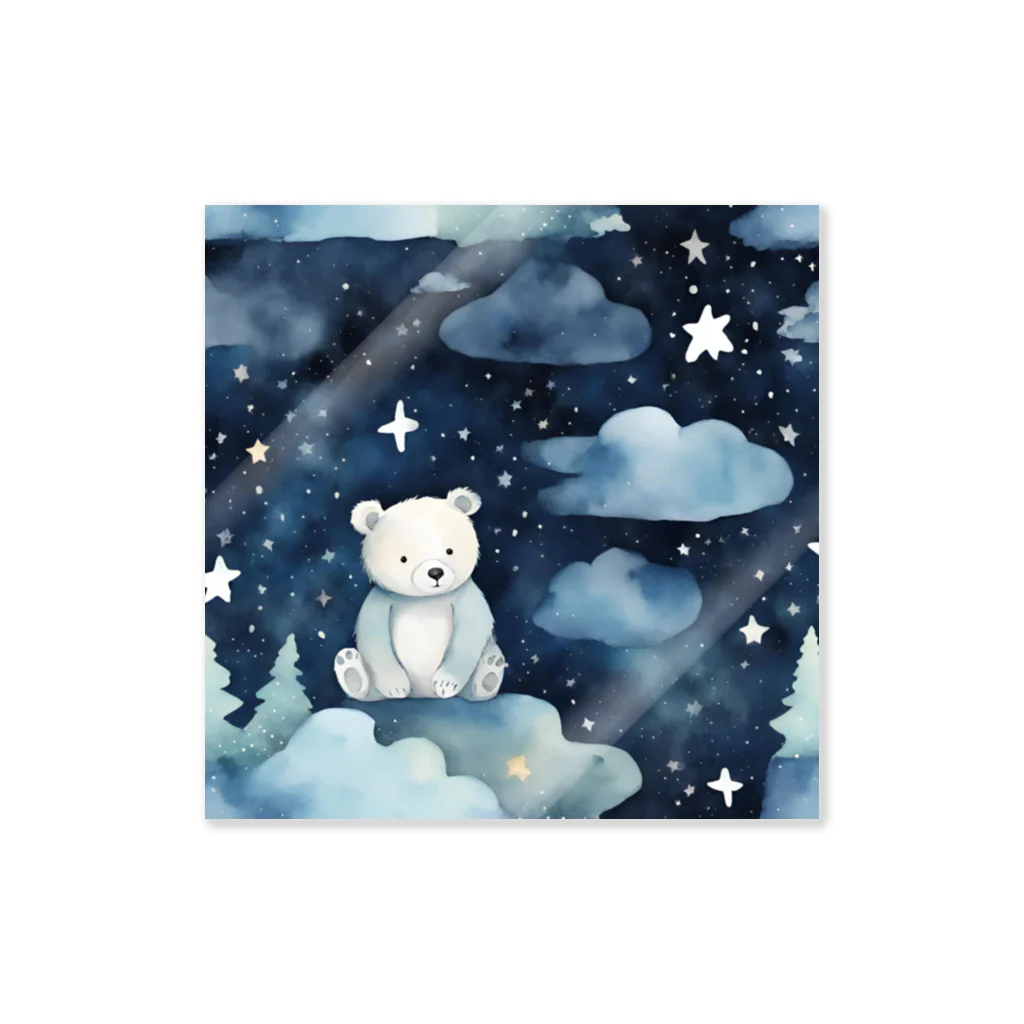 星降る夜にの夜空熊 Sticker
