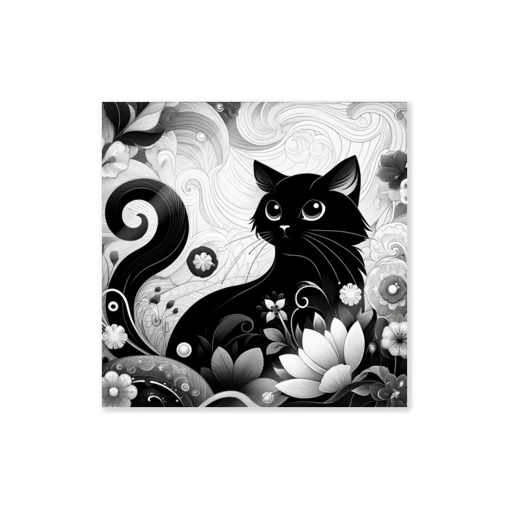MONOQLO-no-SEKAIの風に舞う花と猫の詩 Sticker