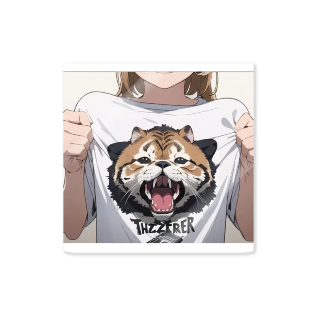 AI生成ですか、面白いものだったり可愛いものだったり、いろいろやってます。のTシャツインTシャツちゃん ステッカー