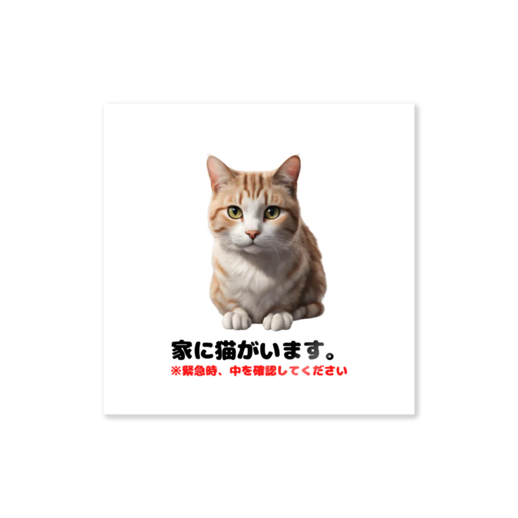 ゆる〜く生きる猫くんたちの家にいる猫くん(災害時用) ステッカー