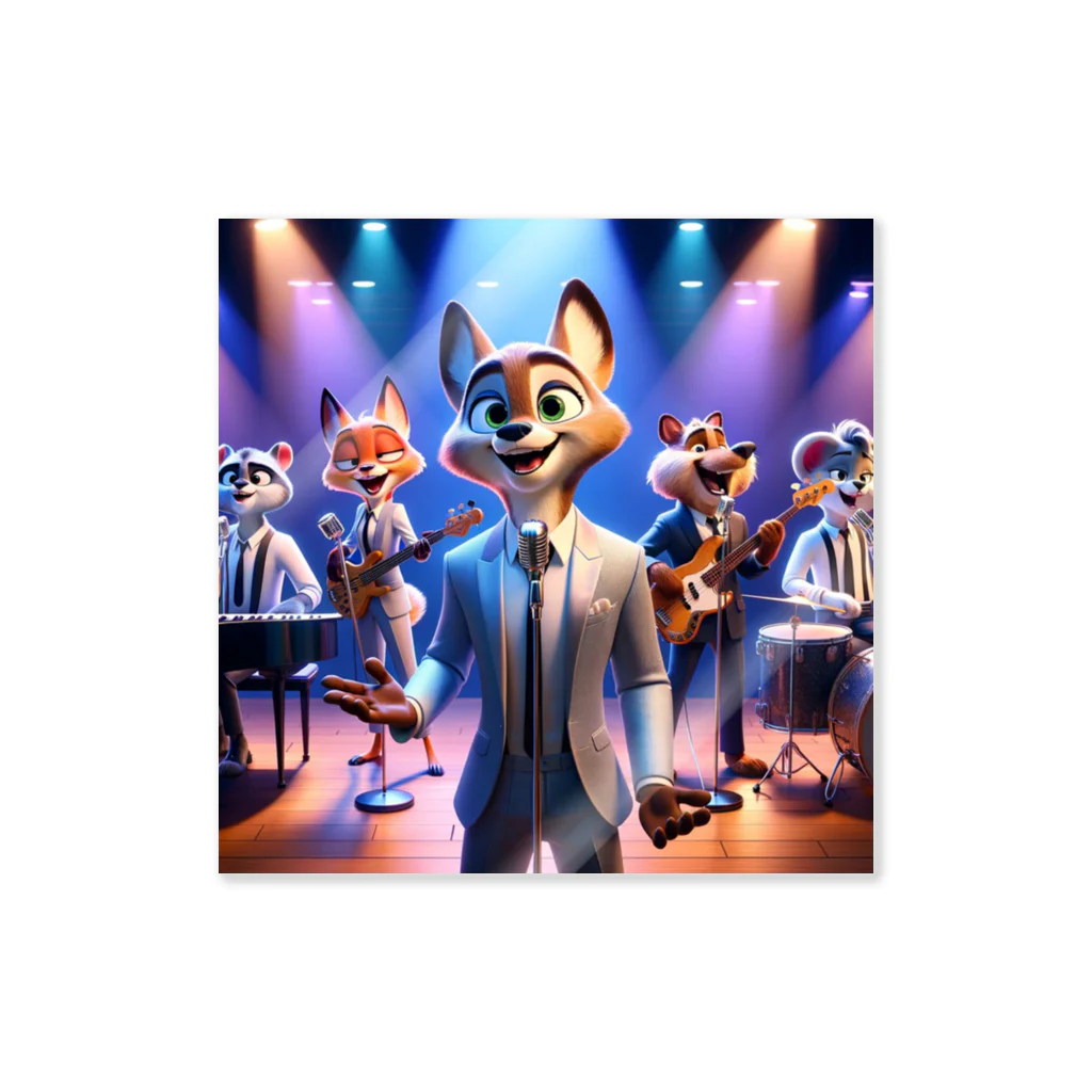 ANIMAL HEROES -musical band-の「グルーヴィー・フォックス・ジャズバンド」：アニマルズ・イン・スーツ Sticker